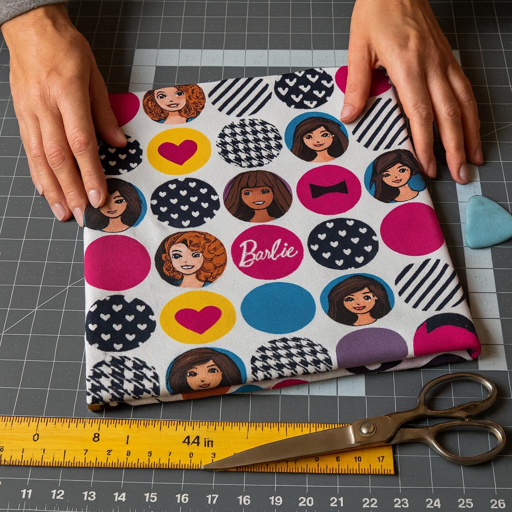 Barbie Icons Fabric: Pink on White Linen-Look Polyester - Quilting & Apparel