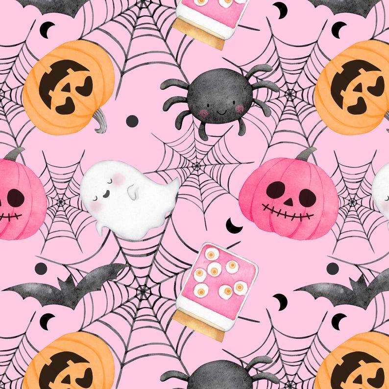 Pink Halloween Polyester Fabric: Girly Quilting Sewing Material