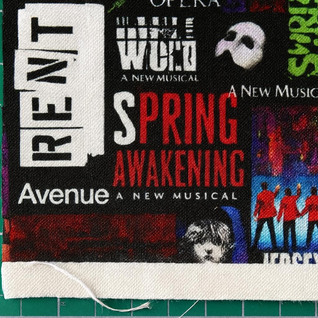 Broadway Musicals Collage Fabric: Linen-Look Polyester, Costumes, Quilting