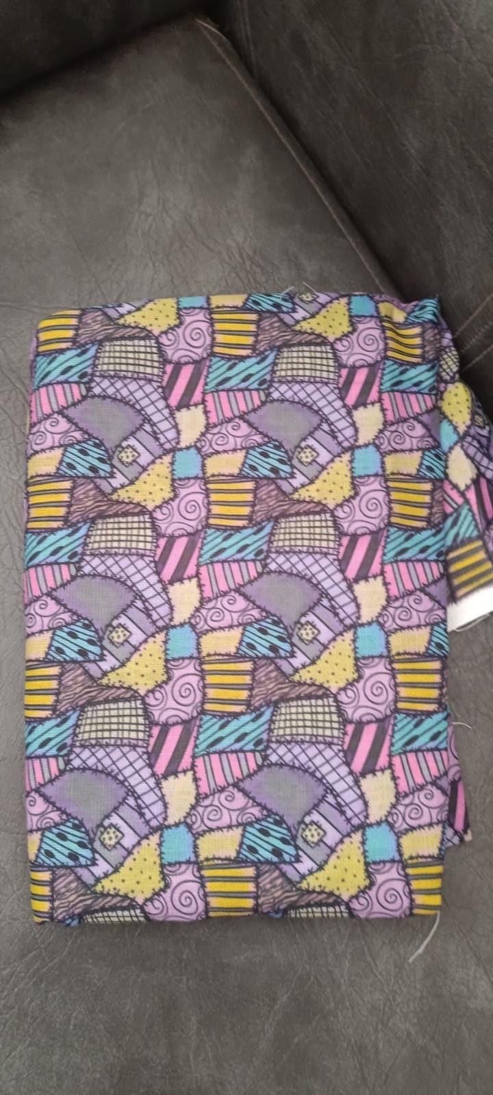 Nightmare Before Christmas Fabric: Sally Patchwork Print, Halloween Polyester Linen