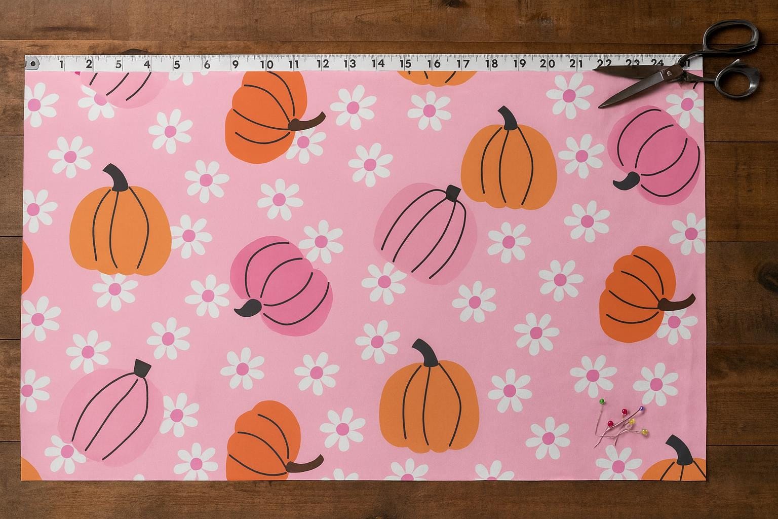 Pink Halloween Pumpkin Fabric: Linen-Look Polyester Sewing & Quilting