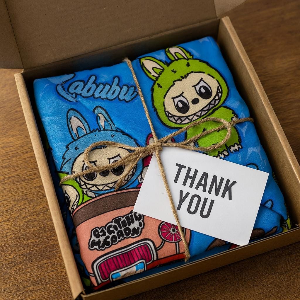 Labubu Monster Doll Fabric: Kawaii Anime Polyester, Halloween Theme