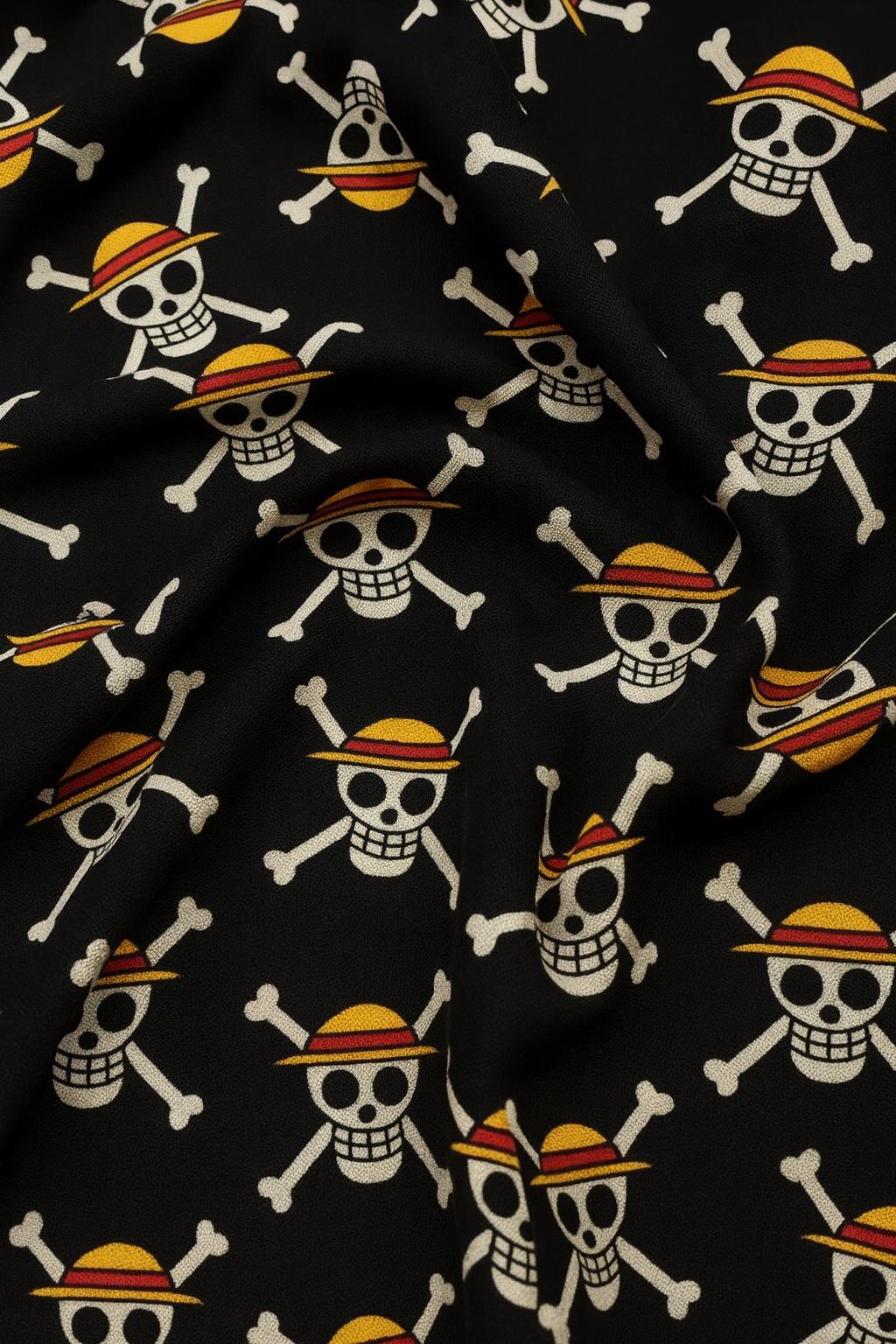 Anime polyester fabric by the yard, Pirate Skull Cloud Print, Cosplay & Decor