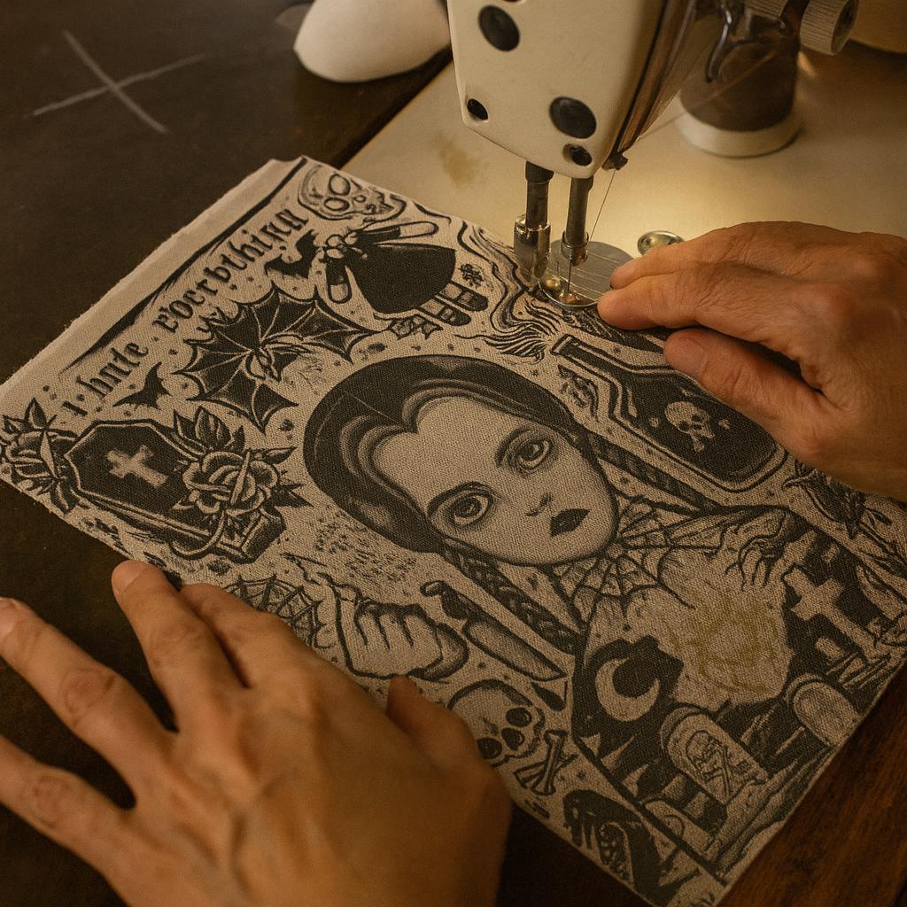 Addams Family Wednesday Fabric: 100% Polyester Print by Yard