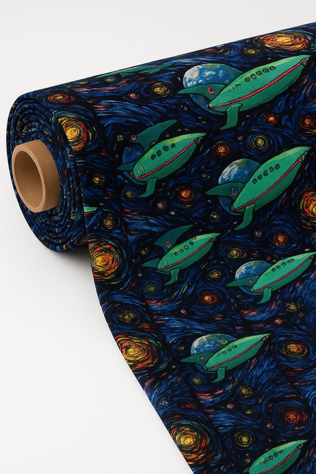 Star Trek Galaxy Fabric: Van Gogh Swirl Space Print, Polyester fabric by the yard