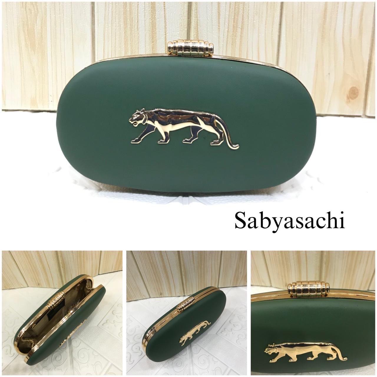 Sabyasachi Inspired designer Evening Clutch: Gold Panther, Detachable Chain bollywood style handbag, cocktail clutch
