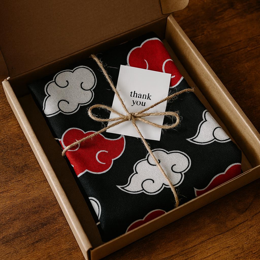 Anime Cloud Polyester Linen-Look Fabric - Black Red | 44 in Wide | Sold by the Yard | Cosplay, Quilting, Craft & Décor Material