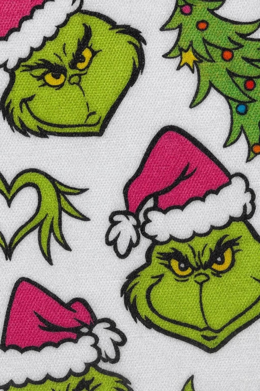 Grinch Christmas Fabric: Linen Look Polyester, Holiday Sewing Fabric
