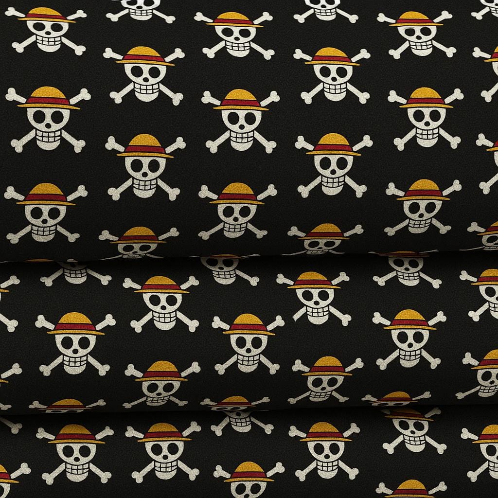 Anime polyester fabric by the yard, Pirate Skull Cloud Print, Cosplay & Decor