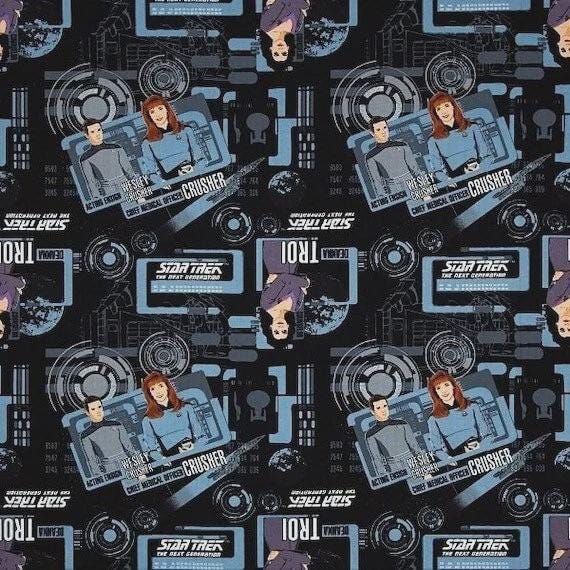 Star Trek TNG Galaxy Blue Polyester Linen-Look Fabric by the Yard, 44” Wide | Apparel, Quilting, Crafts, Kids Sewing