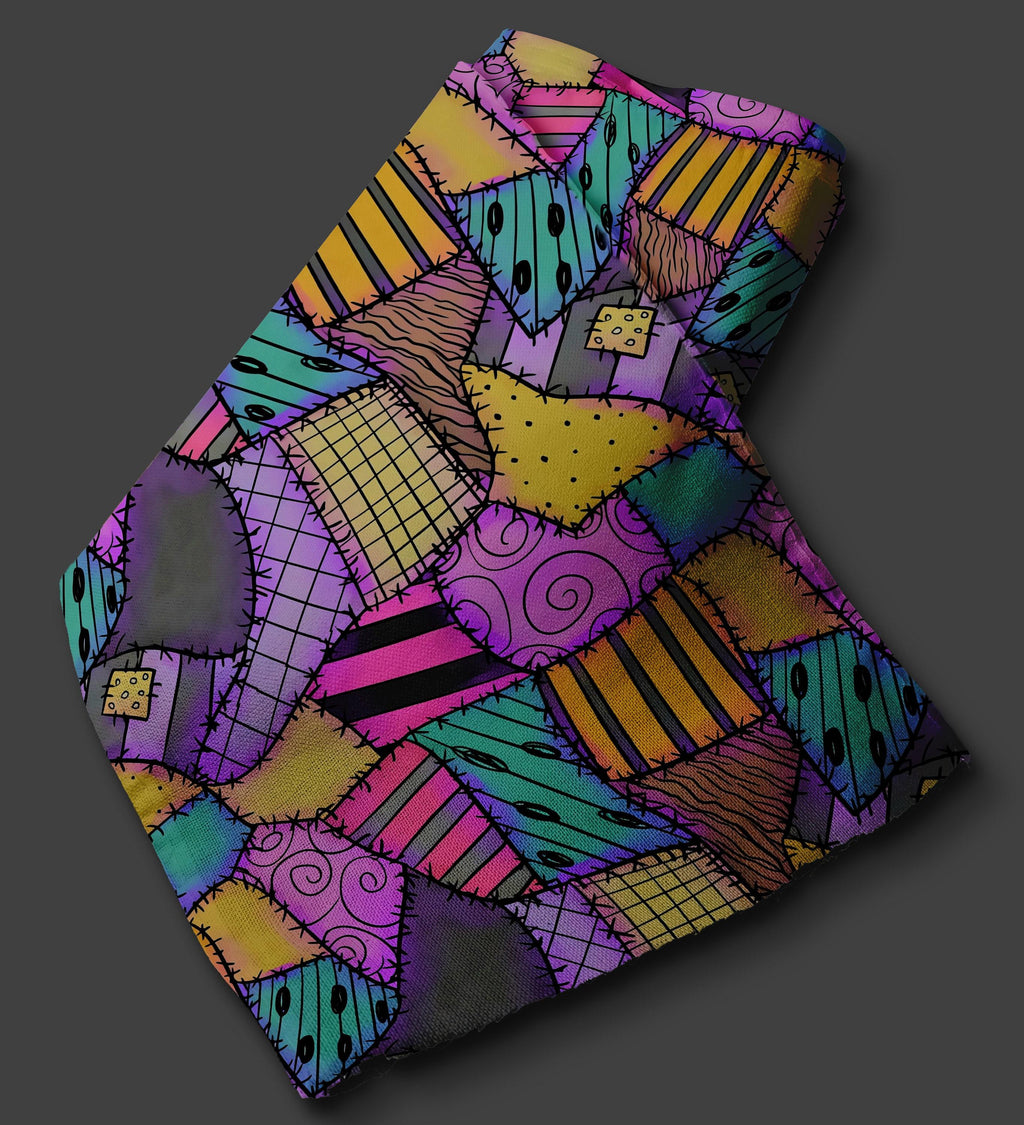 Nightmare Before Christmas Fabric: Sally Patchwork Print, Halloween Polyester Linen