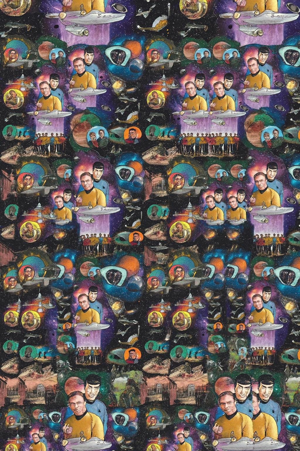 Star Trek Galaxy Fabric: Van Gogh Swirl Space Print - Polyester fabric by the yard