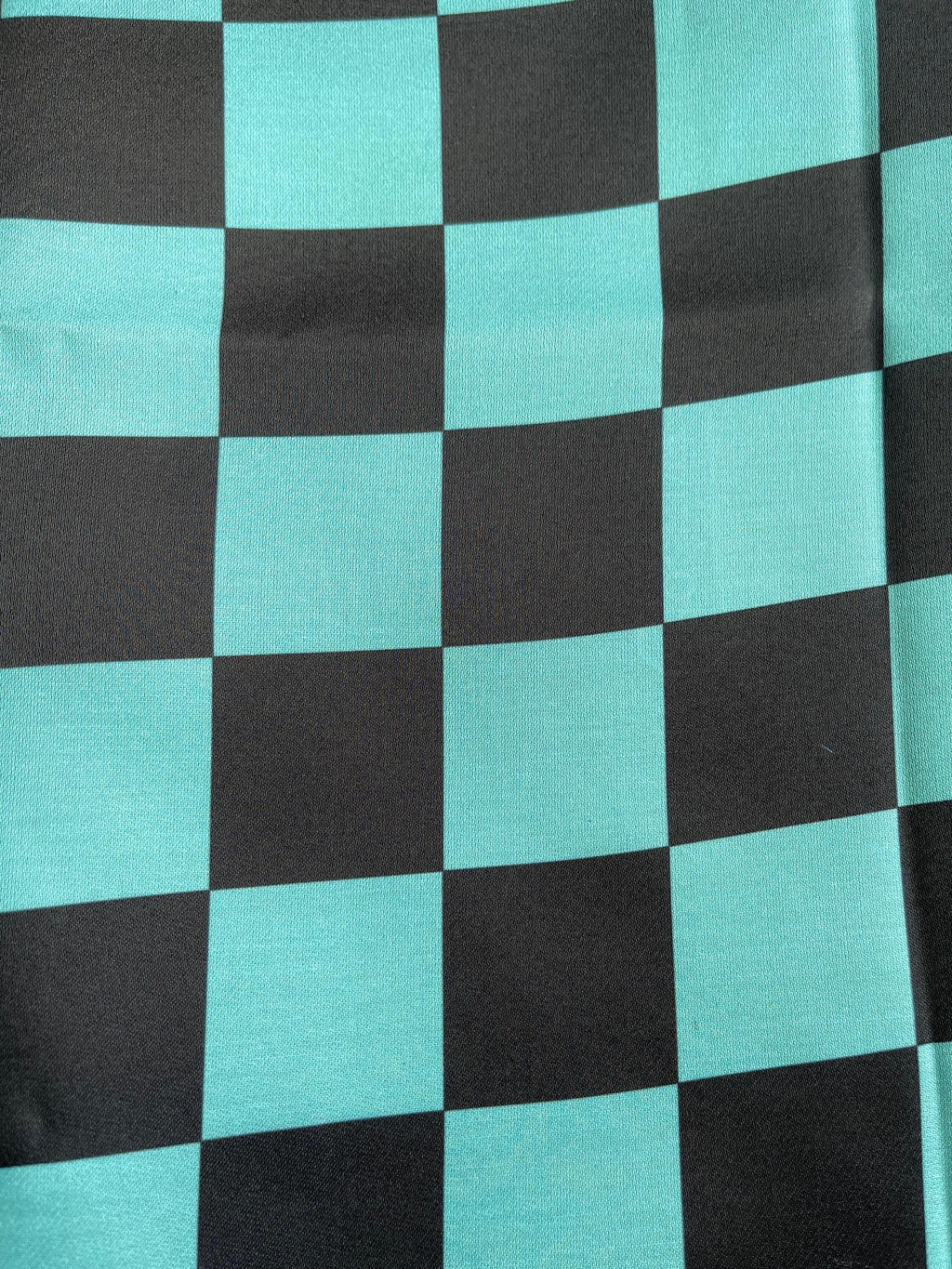 Anime Demon-Slaying Fabric: Black Blue Checkered Polyester fabric