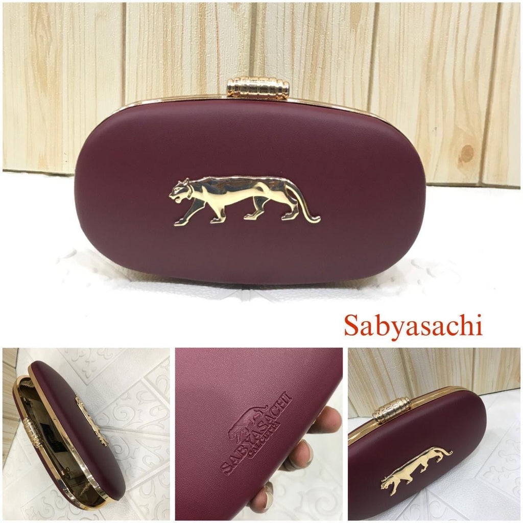 Sabyasachi Inspired designer Evening Clutch: Gold Panther, Detachable Chain bollywood style handbag, cocktail clutch