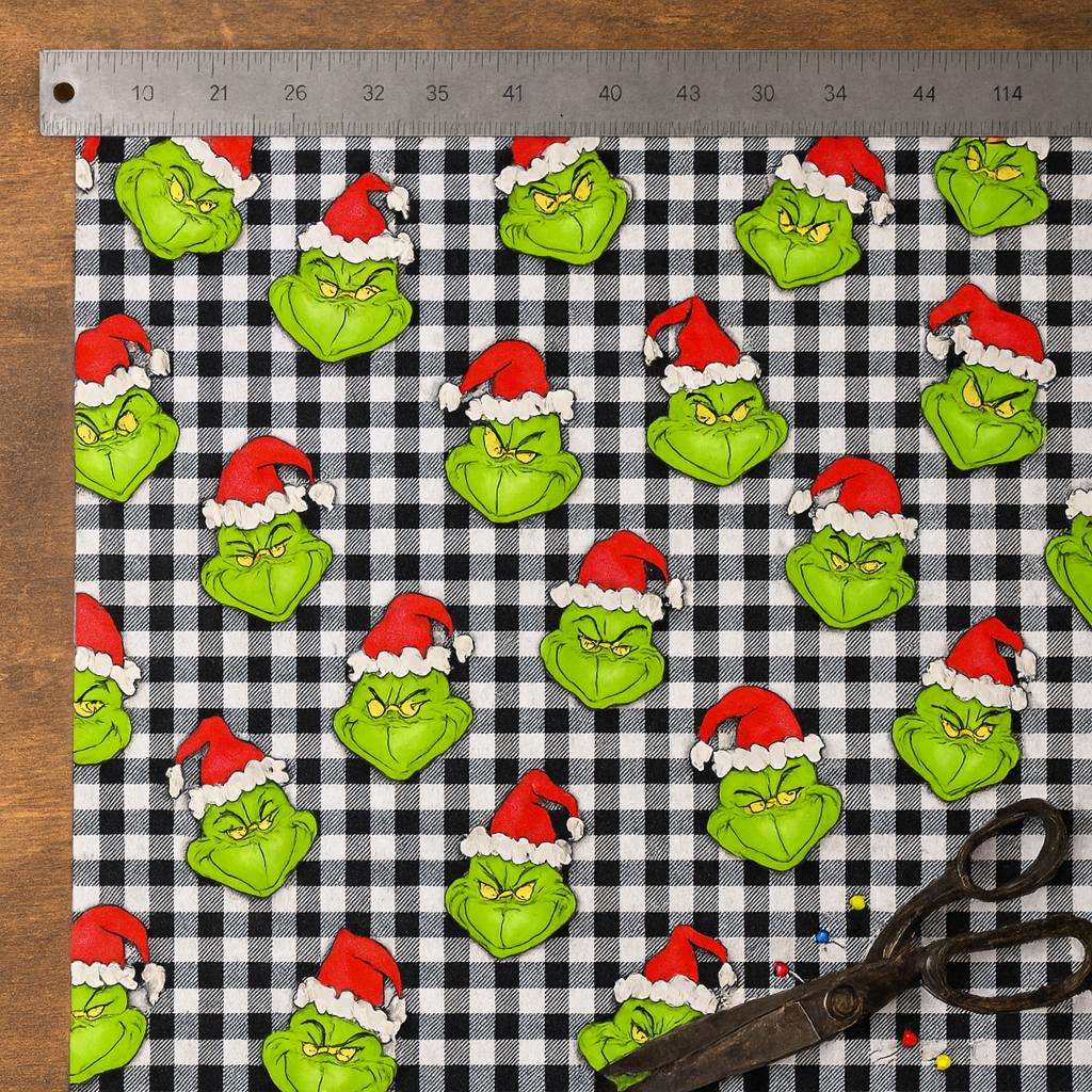 Grinch Whoville Christmas Fabric: Linen-Look Polyester, Quilting & Decor