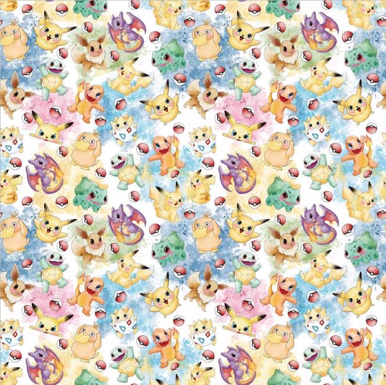 Pokemon Pocket Monster Fabric Pikachu Fabric Japanese Cartoon Fabric 100% polyester Fabric Anime Fabric By The Half Yard