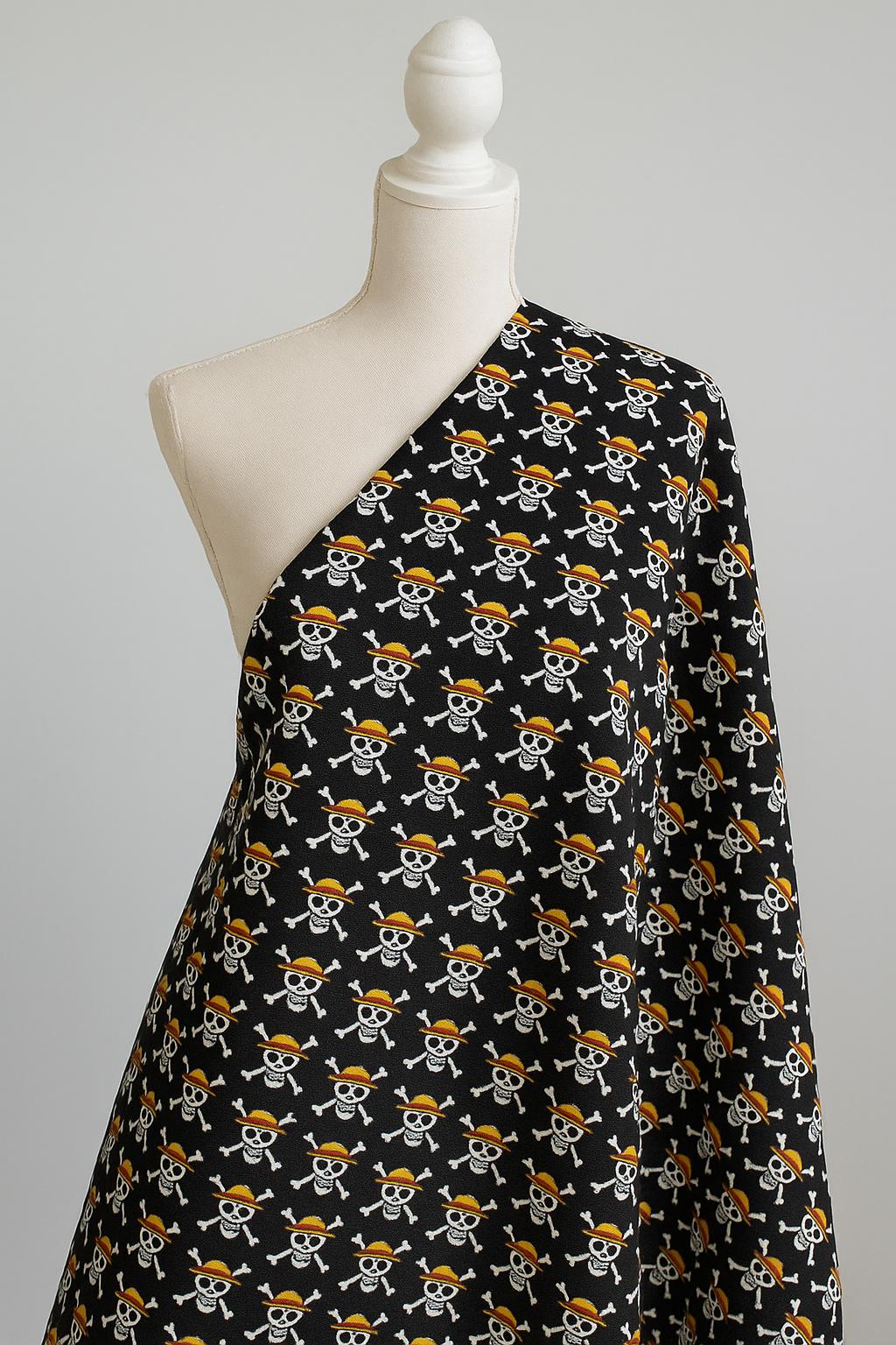 Anime polyester fabric by the yard, Pirate Skull Cloud Print, Cosplay & Decor