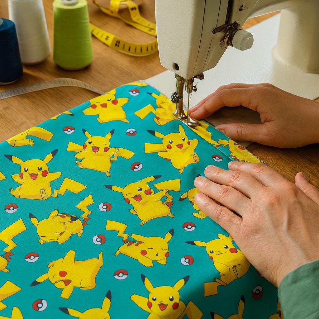 Pokemon inspired Anime Linen Look Polyester Fabric: Soft Texture, 44" Wide - Sewing & Quilting