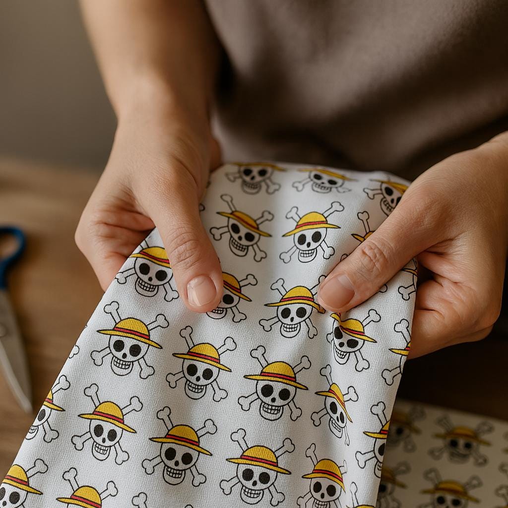 Anime polyester fabric by the yard, Pirate Skull Print, Cosplay & Decor, sewing quilting