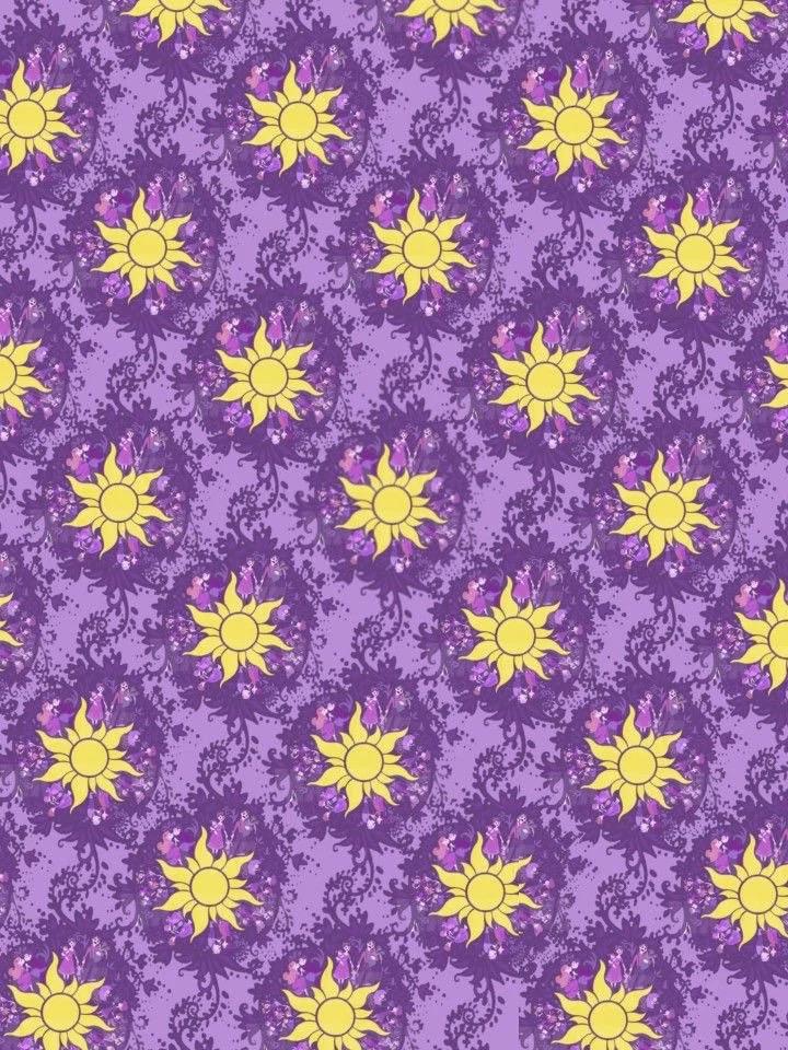Yellow Sun on Purple, 100% Polyester, Tangled fabric for sewing quilting and apparel making