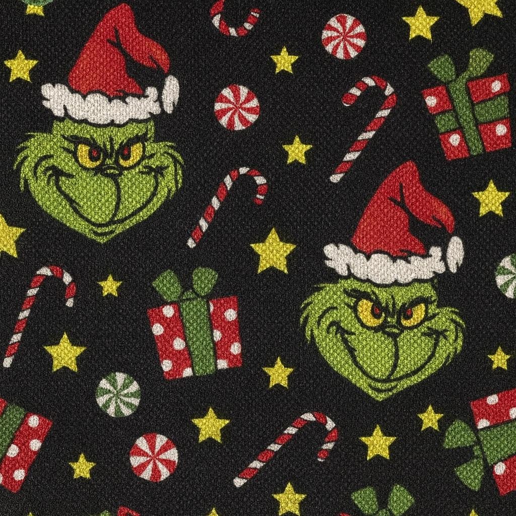 Grinch Whoville Christmas Fabric: Linen-Look Polyester for Sewing & Quilting