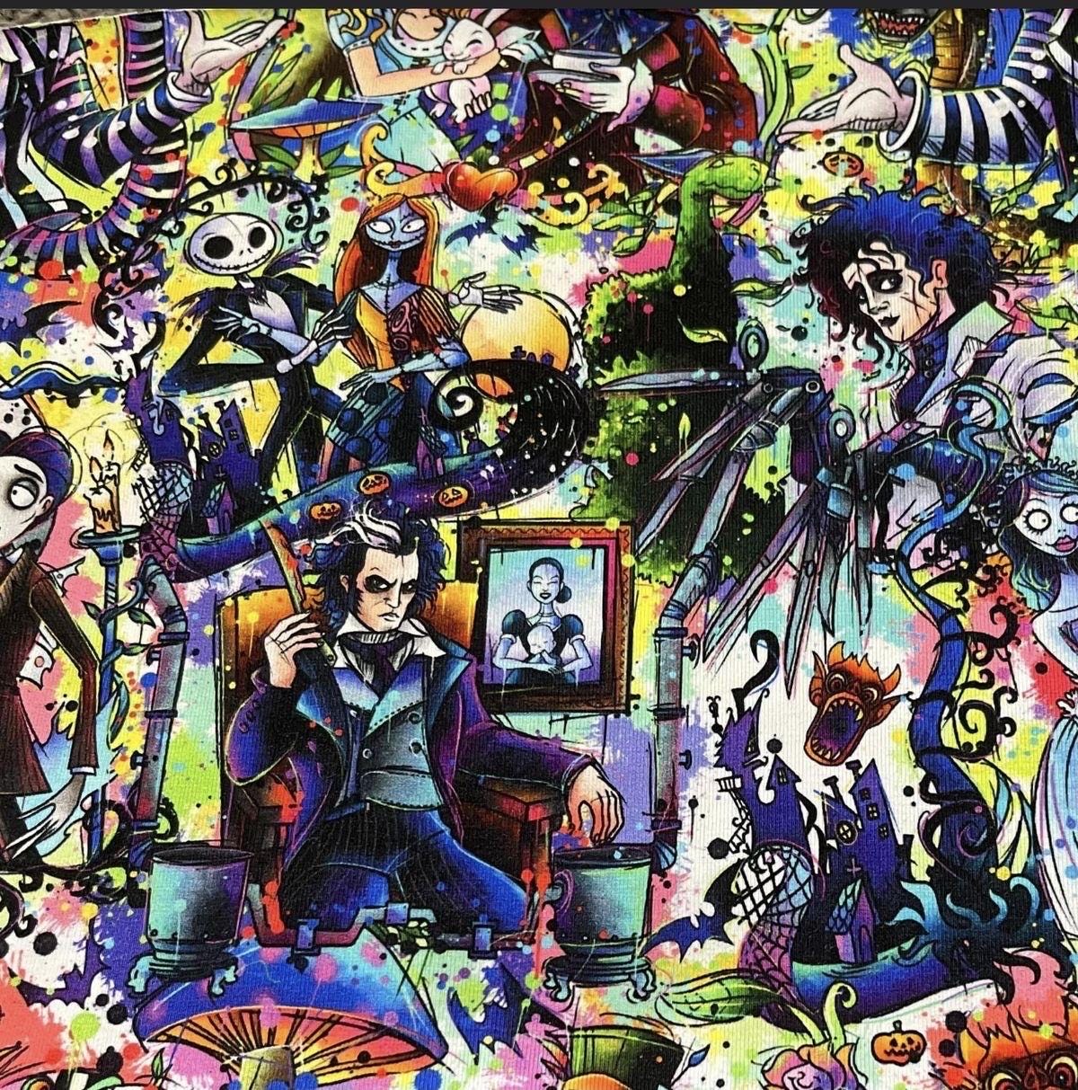 Tim Burton Halloween Fabric, Jack Skellington & Beetlejuice Polyester fabric by the yard