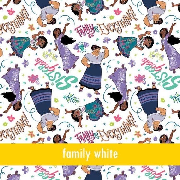 Encanto Fabric: Mirabel Print, Polyester Linen Look for quilting, fabric by the yard