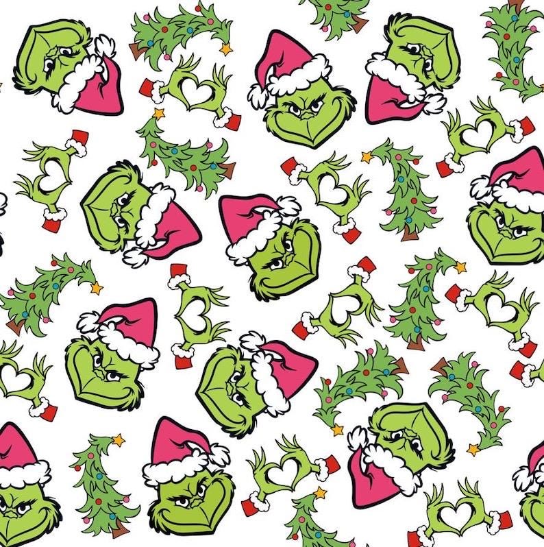 Grinch Christmas Fabric: Linen Look Polyester, Holiday Sewing Fabric