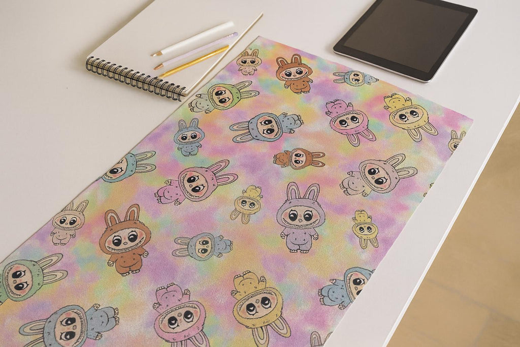 Labubu Monster Doll Fabric: Kawaii Anime Polyester, Halloween Theme