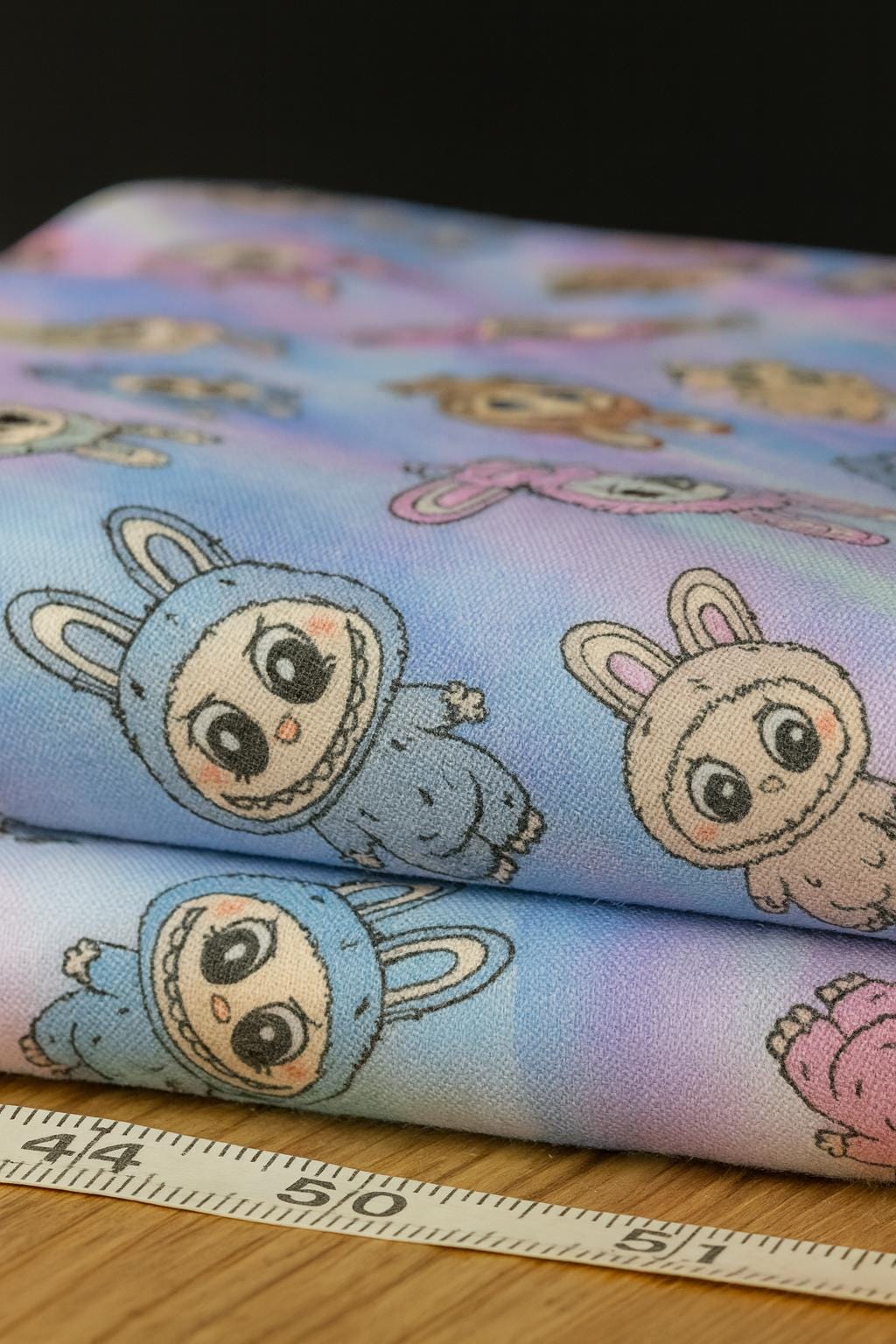 Labubu Magical Monsters Fabric: Kawaii Anime Bunny, Halloween Polyester, By The Half Yard