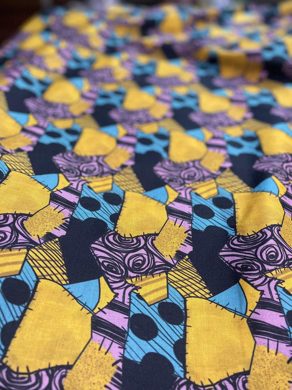 Nightmare Before Christmas Fabric: Sally Patchwork Print, Halloween Polyester Linen