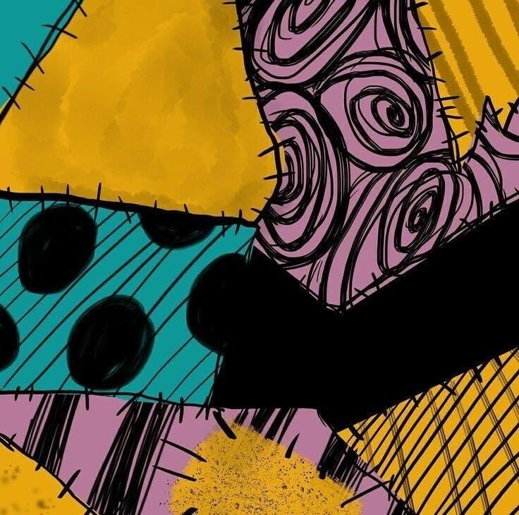 Nightmare Before Christmas Fabric: Sally Patchwork Print, Halloween Polyester Linen