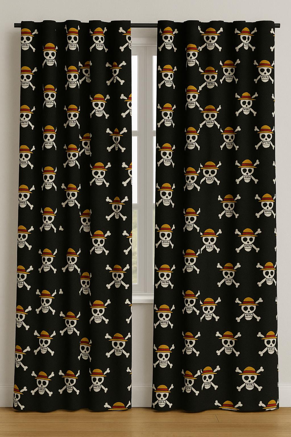 Anime polyester fabric by the yard, Pirate Skull Cloud Print, Cosplay & Decor