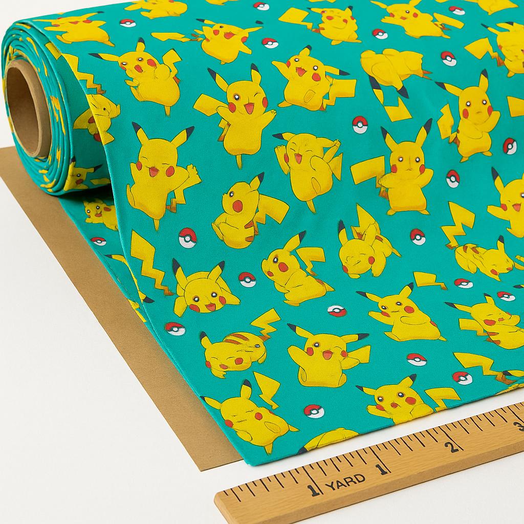 Pokemon inspired Anime Linen Look Polyester Fabric: Soft Texture, 44" Wide - Sewing & Quilting