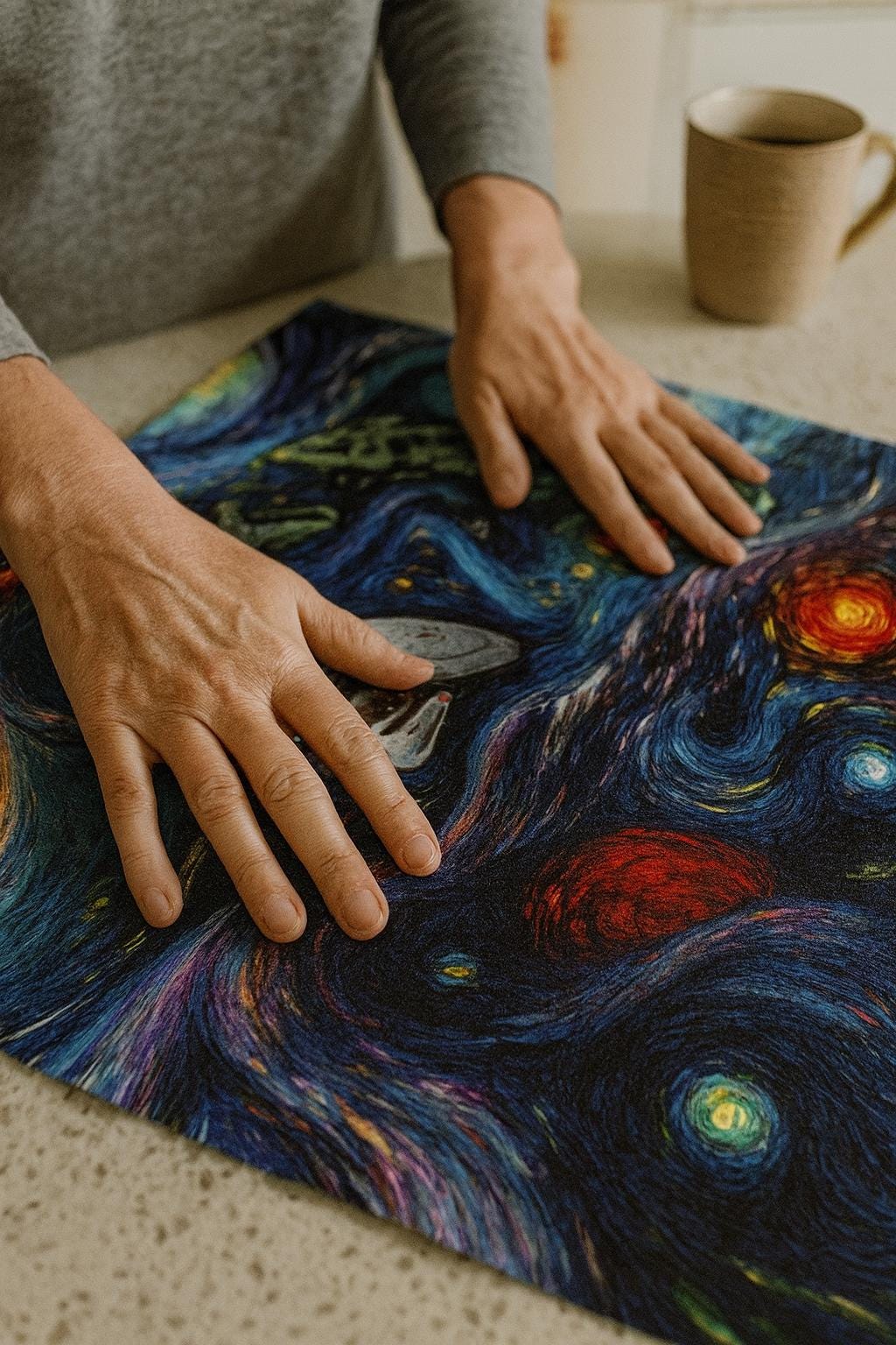 Star Trek Galaxy Fabric: Van Gogh Swirl Space Print - Polyester fabric by the yard