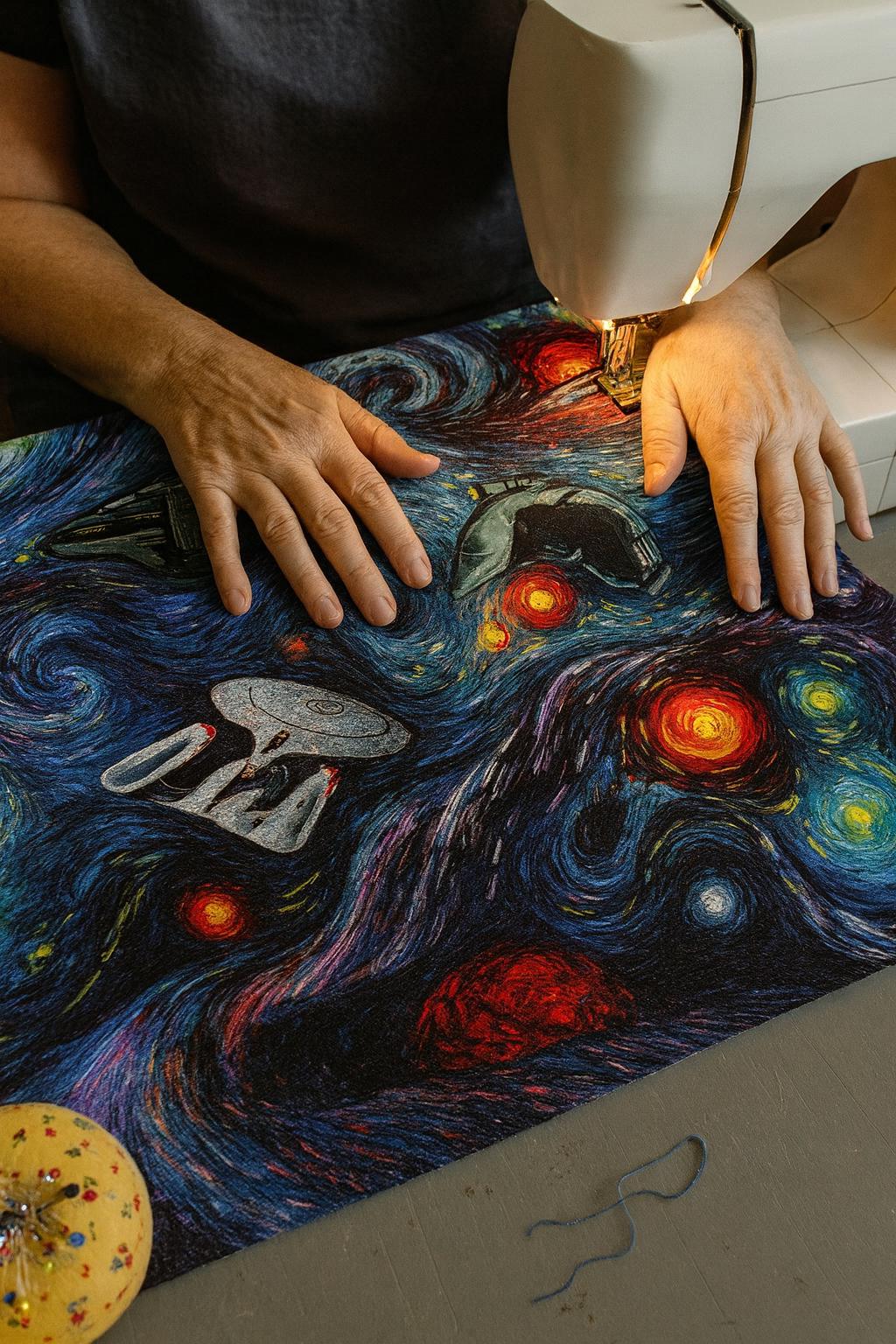 Star Trek Galaxy Fabric: Van Gogh Swirl Space Print - Polyester fabric by the yard