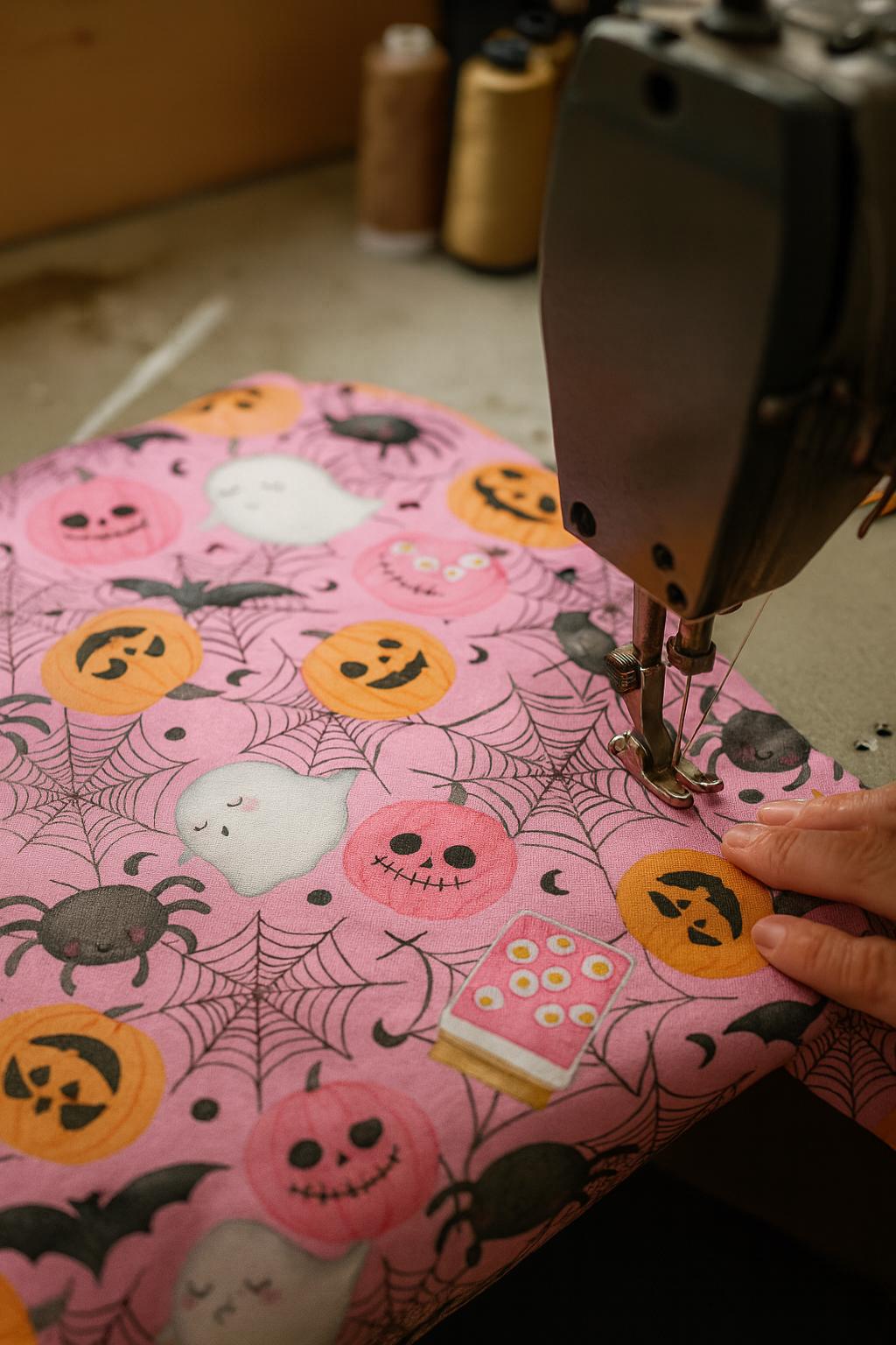 Pink Halloween Polyester Fabric: Girly Quilting Sewing Material