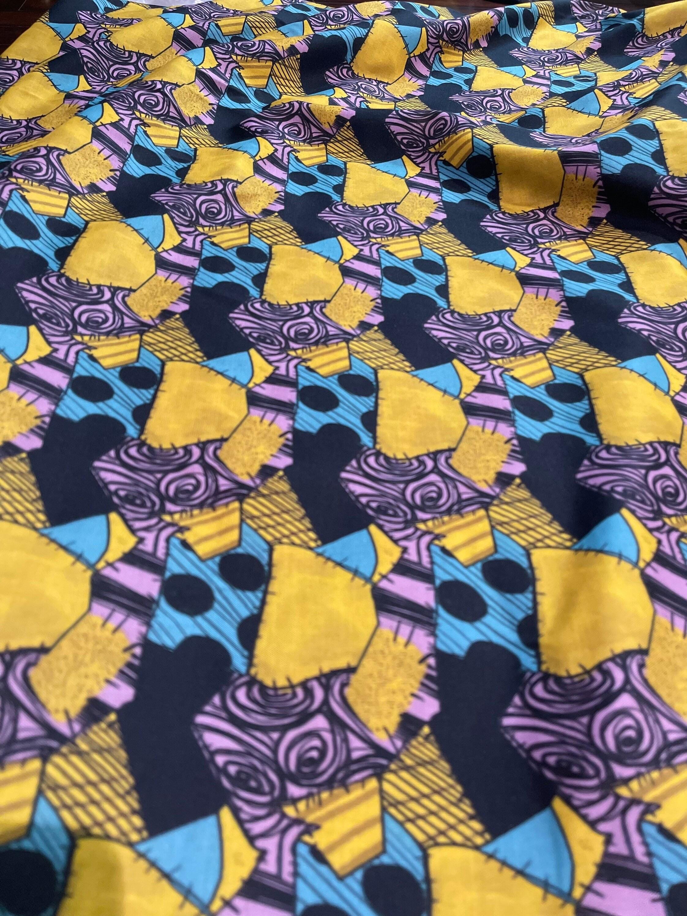 Nightmare Before Christmas Fabric: Sally Patchwork Print, Halloween Polyester Linen