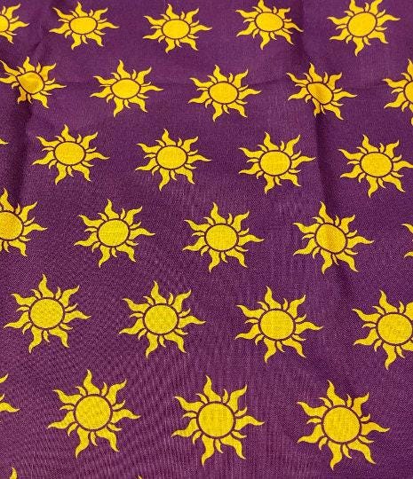 Purple Tangled Sun Print Linen-Look Polyester Fabric: 44" Wide, Kids Apparel