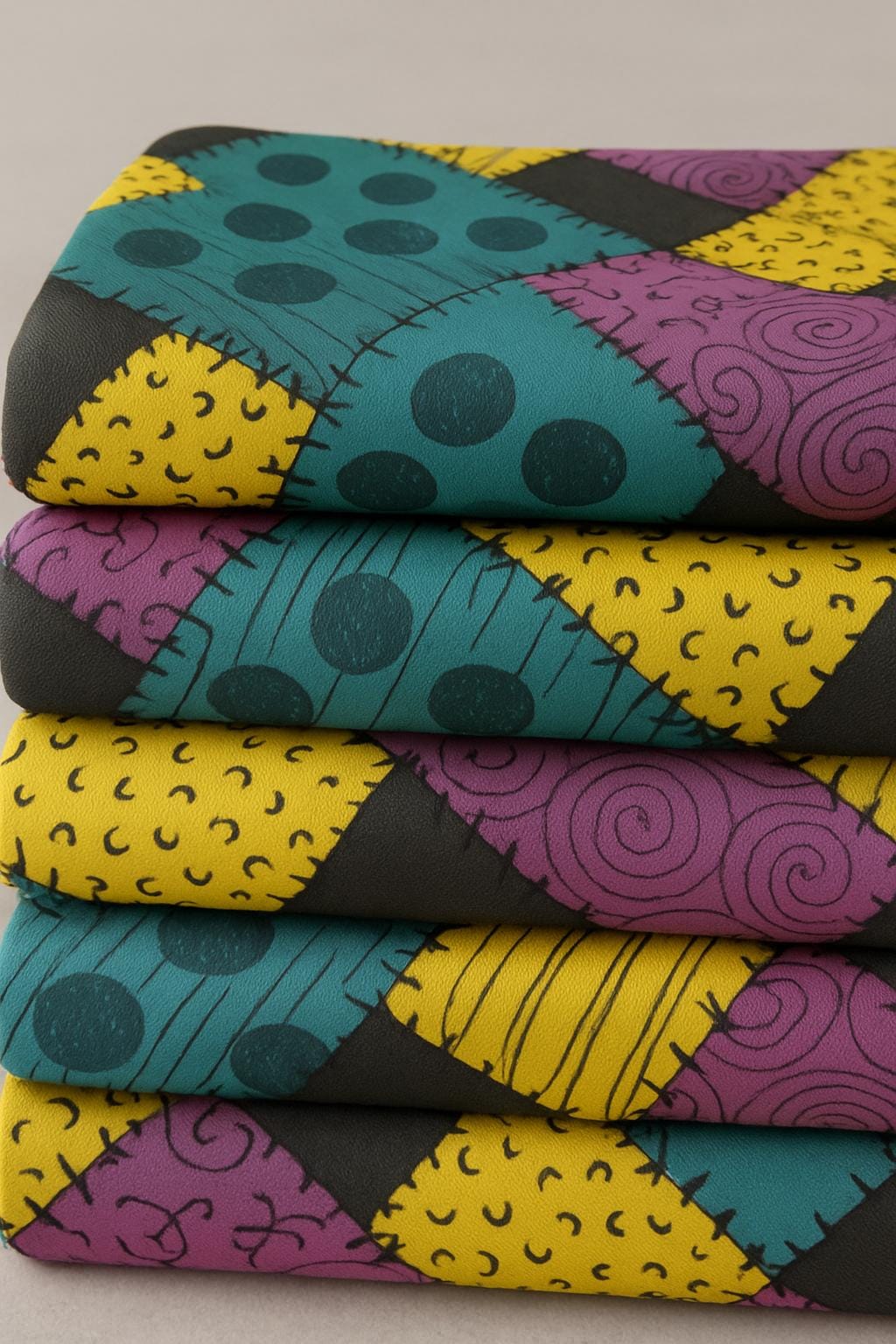 Nightmare Before Christmas Fabric: Sally Patchwork Print, Halloween Polyester Linen