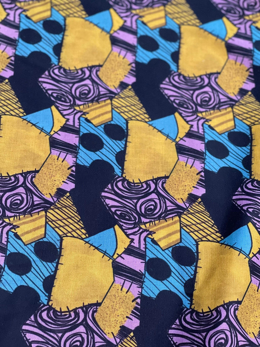Nightmare Before Christmas Fabric: Sally Patchwork Print, Halloween Polyester Linen