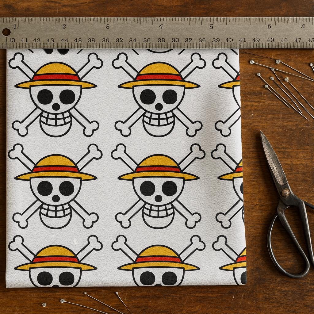 Anime polyester fabric by the yard, Pirate Skull Print, Cosplay & Decor, sewing quilting