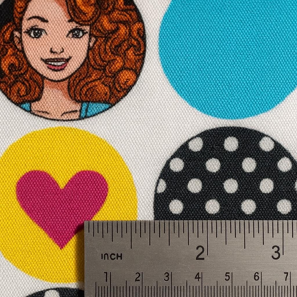 Barbie Icons Fabric: Pink on White Linen-Look Polyester - Quilting & Apparel