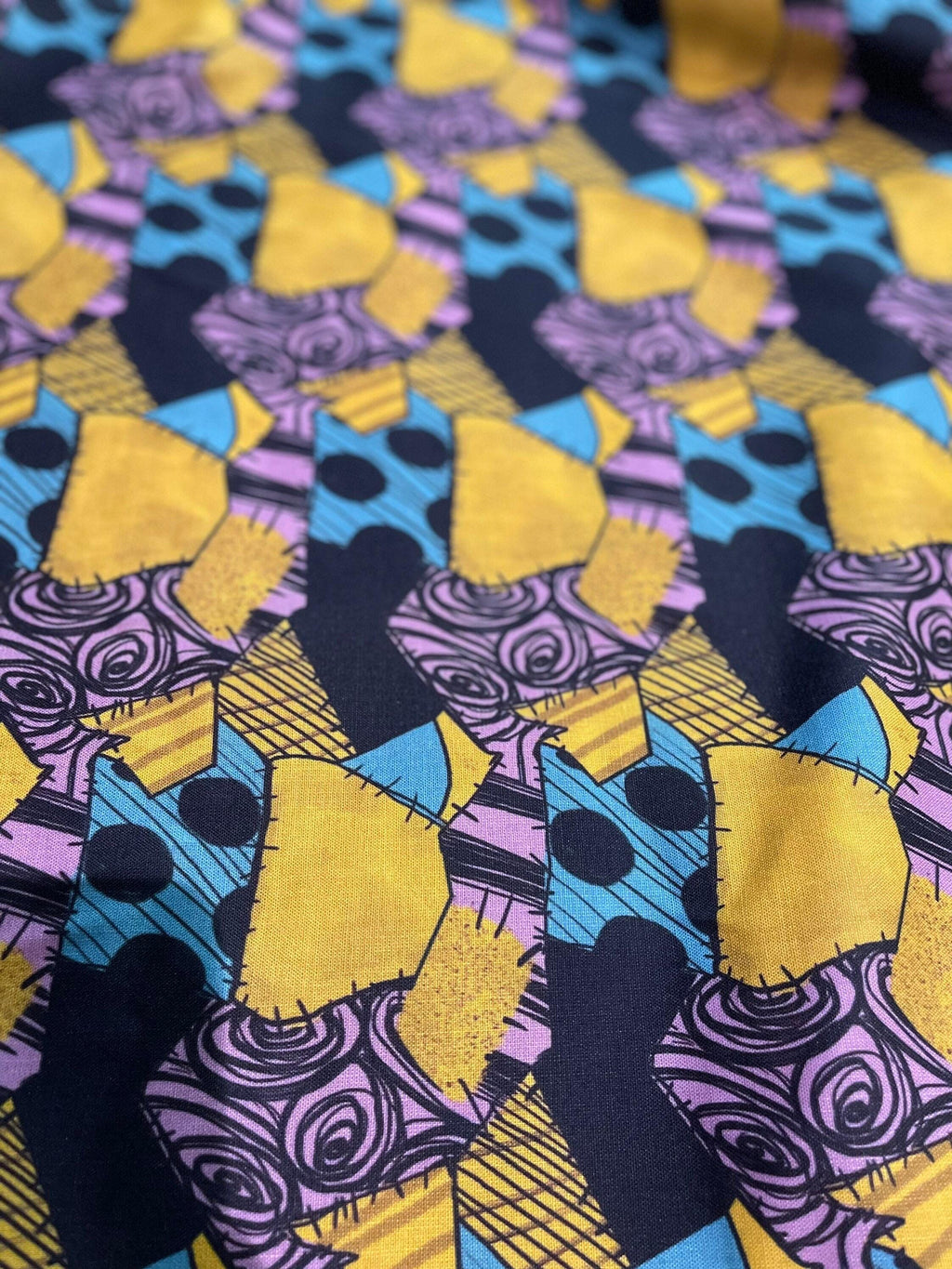 Nightmare Before Christmas Fabric: Sally Patchwork Print, Halloween Polyester Linen