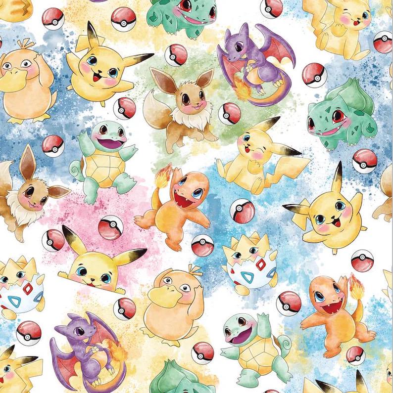 Pokemon Pocket Monster Fabric Pikachu Fabric Japanese Cartoon Fabric 100% polyester Fabric Anime Fabric By The Half Yard