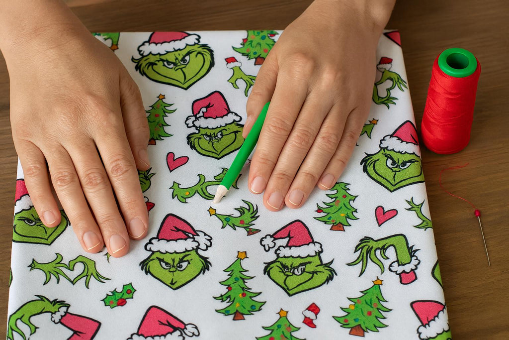 Grinch Christmas Fabric: Linen Look Polyester, Holiday Sewing Fabric