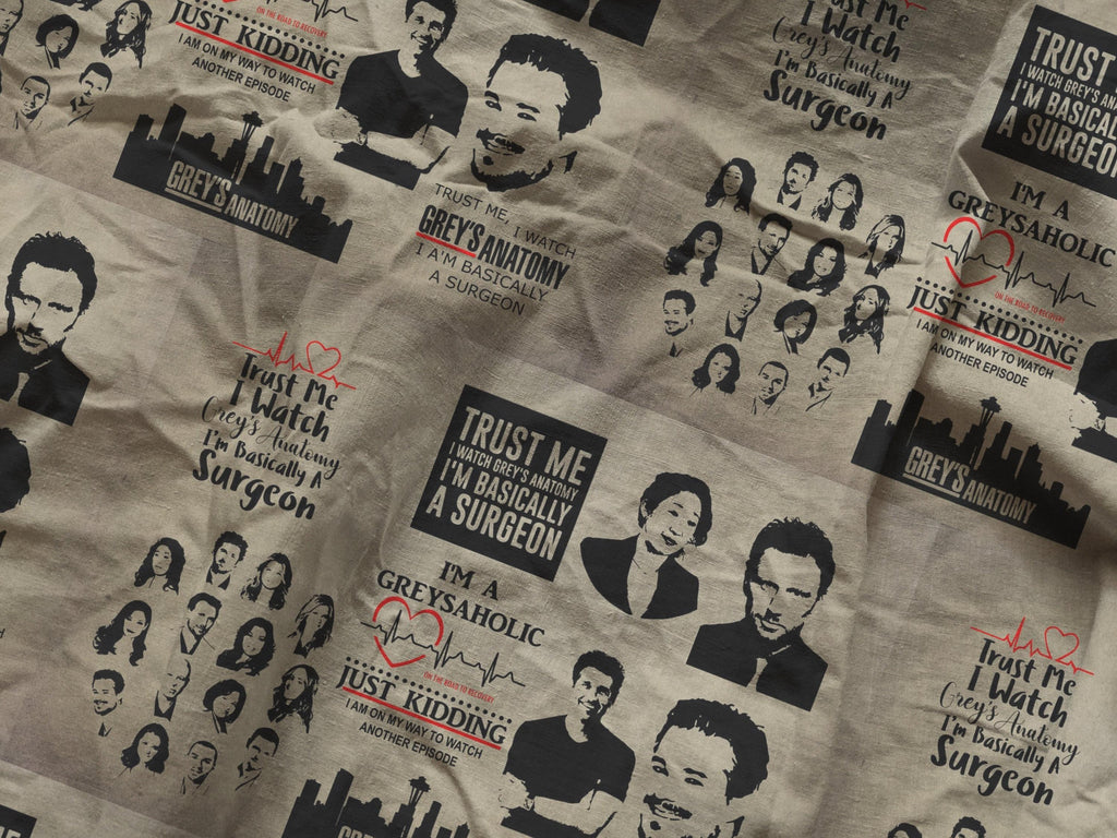Grey's Anatomy Fabric: TV Show Print, Quilting & Sewing, 100% Polyester Linen