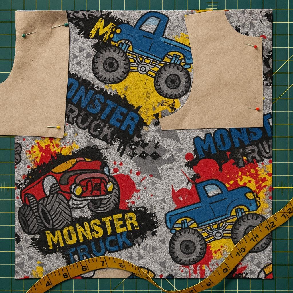 Monster jam Fabric: Linen-Look Polyester, Brown Dirt Print, 44" Wide
