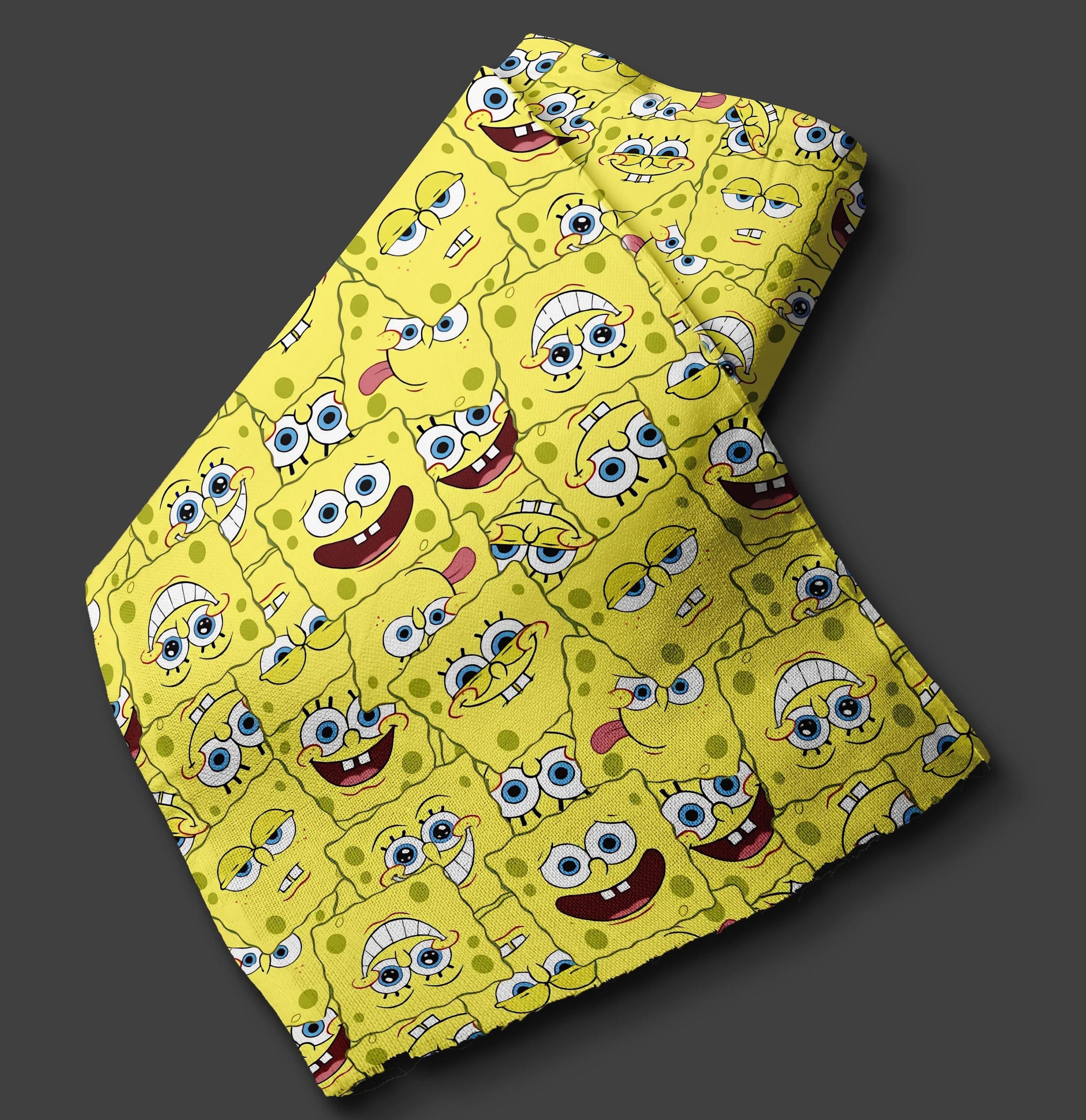 Yellow Spongebob Nickelodeon 100% Polyester Fabric By The Yard/Half Yard For Sewing Quilting Rug Making | Express Shipping