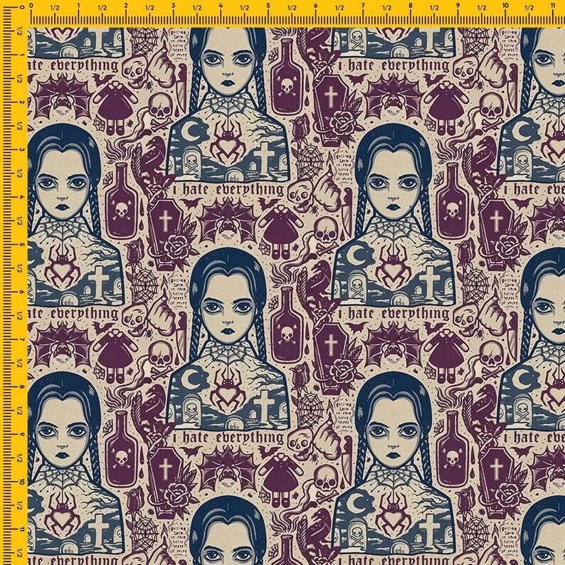 Addams Family Wednesday Fabric: 100% Polyester Crafting & Apparel Fabric